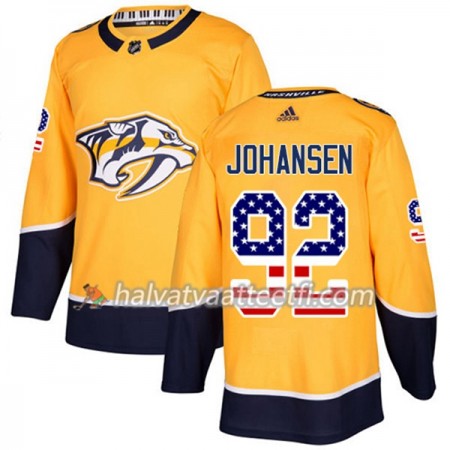 Miesten NHL Nashville Predators Pelipaita Ryan Johansen 92 Adidas 2017-2018 Kulta USA Flag Fashion Authentic